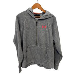 Under Armour Half Zip Fleece Pullover Hoodie Women XL Loose Fit Gray Athleisure